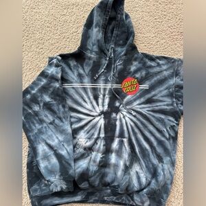 Santa Cruz Skateboards Black and Gray Tie-Dye Hoodie